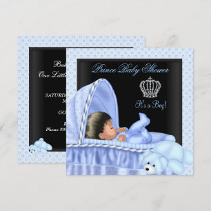 African American Little Prince Baby Shower Boy Invitation