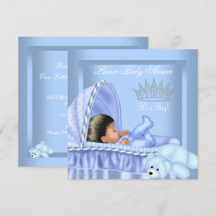 African American Little Prince Baby Shower Boy Invitation