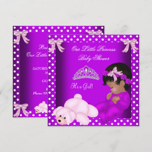 African American Little Princess Baby Shower Girl Invitation