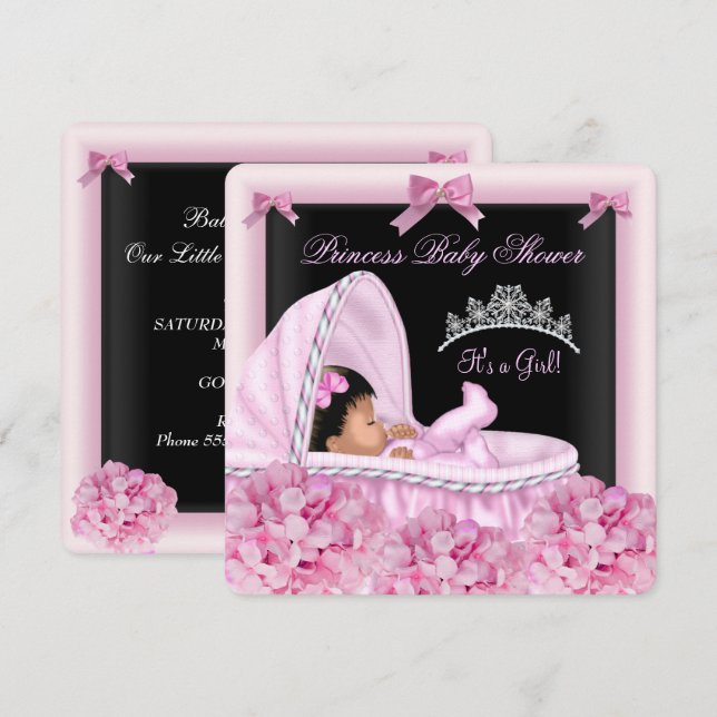 African American Little Princess Baby Shower Girl Invitation (Front/Back)
