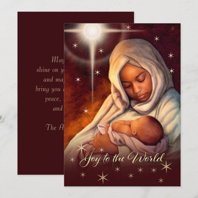 African American Madonna Flat Christmas Cards (Front/Back)