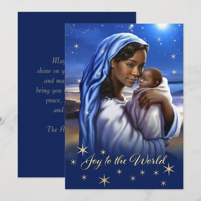African American Madonna Flat Christmas Cards (Front/Back)