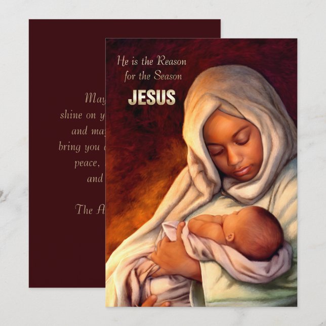African American Madonna Flat Christmas Cards (Front/Back)