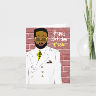 African American Male in White Suit Birthday Card