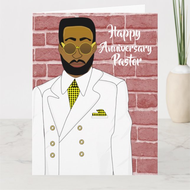 African American Male Pastor's Anniversary Card (Front)