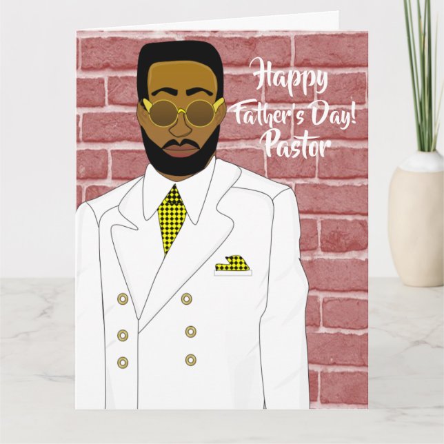 African American Male Suit Pastor's Father's Day Card (Front)