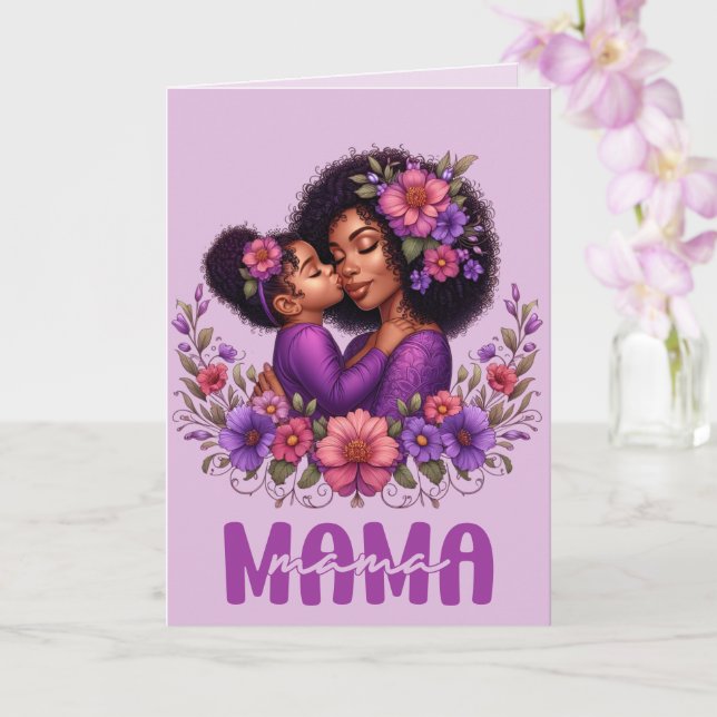African American Mama & Daughter Mother's Day Card (Orchid)