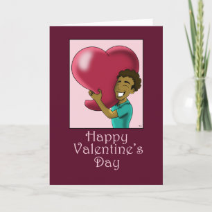 African American Man and Heart Valentine's Day Holiday Card