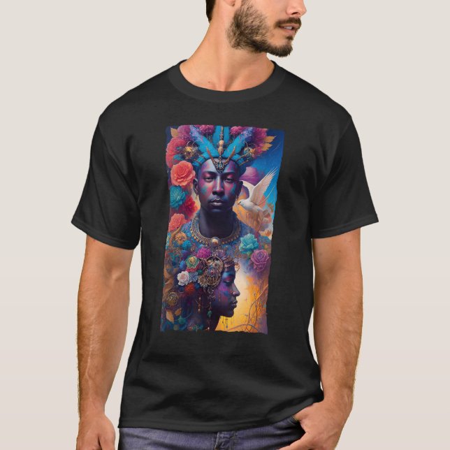 African American Man and Woman Mystical Fantasy AI T-Shirt (Front)