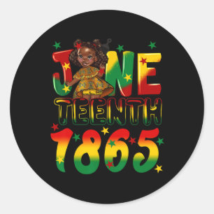 African American Melanin Black Girls Kids Juneteen Classic Round Sticker