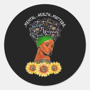 African American Mental Health Problems Woman Warr Classic Round Sticker