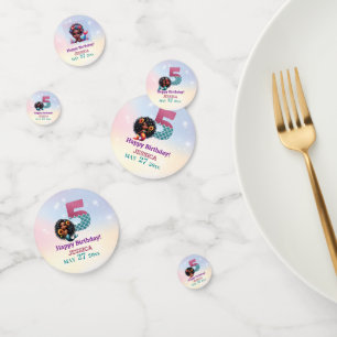 African American Mermaid 5Th Birthday  Confetti