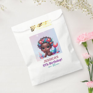 African American Mermaid 5Th Birthday  Favour Bags