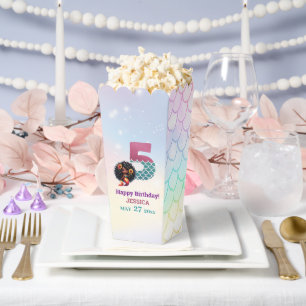 African American Mermaid 5Th Birthday  Favour Box