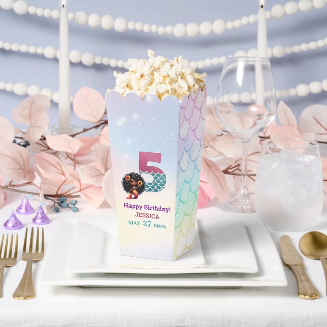 African American Mermaid 5Th Birthday  Favour Box (Wedding)