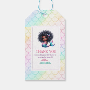 African American Mermaid 5Th Birthday Gift Tags