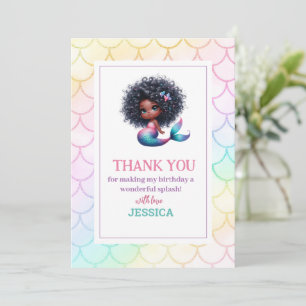 African American Mermaid 5Th Birthday Invitation