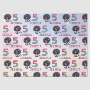African American Mermaid 5Th Birthday Tissue Paper