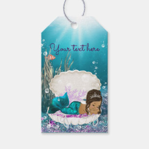 African American Mermaid Baby Shower Favour Gift Tags