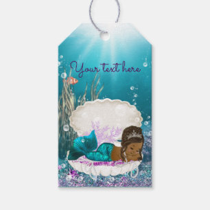 African American Mermaid Baby Shower Favour Gift Tags