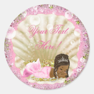 African American Mermaid Baby Shower Stickers