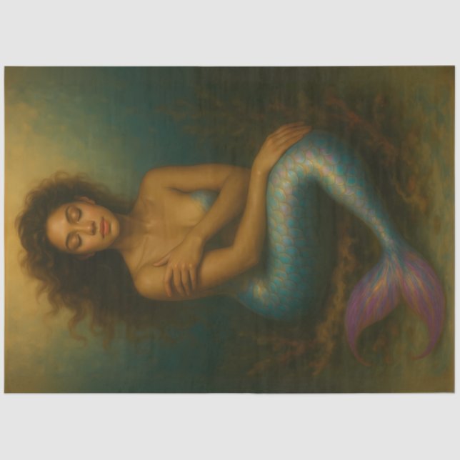 African American Mermaid Decoupage  Tissue Paper (Front)