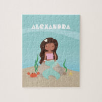 African American Mermaid Girl Kids Personalised
