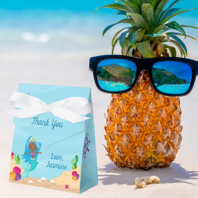 African American Mermaid Girls Birthday Party Favour Box (Creator Uploaded)