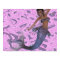 African American Mermaid on Fractal Print Poster