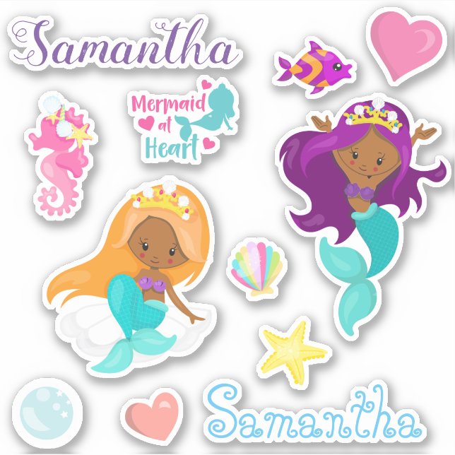 African American Mermaid Personalised set (Front)