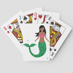 african american mermaid playing cards
