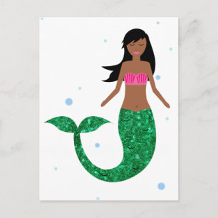 african american mermaid postcard