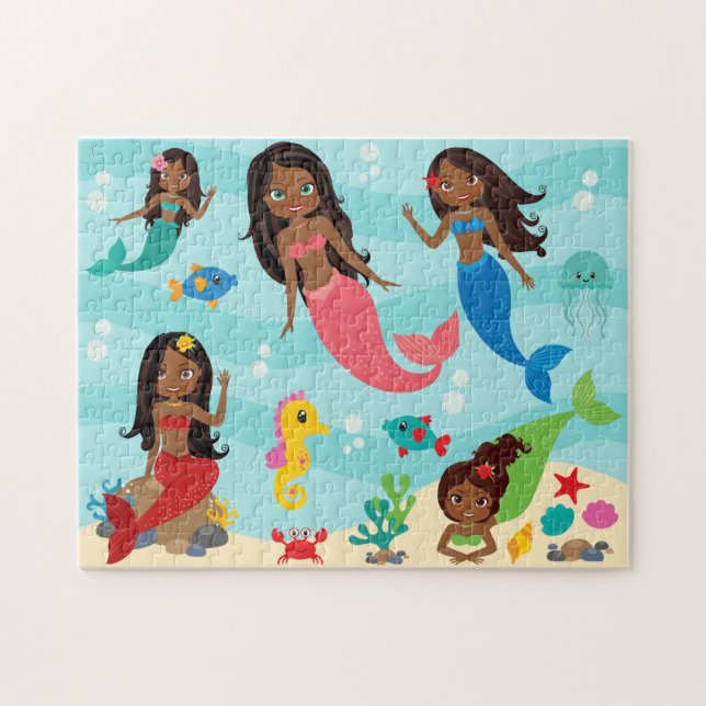 African American Mermaid Puzzle (Horizontal)