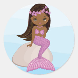 African American Mermaid Round Sticker
