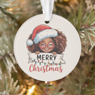 African American Merry Christmas African Black  Ornament
