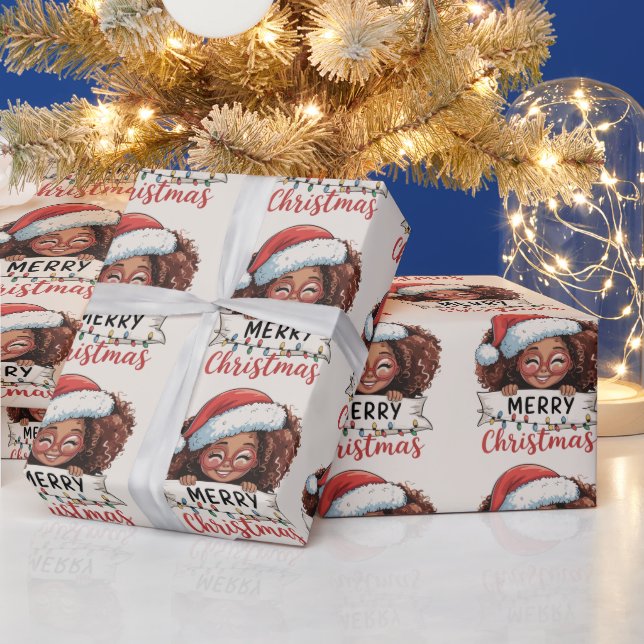 African American Merry Christmas African Black  Wrapping Paper (Holidays)