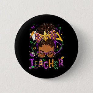 African American Messy Bun Mardi Gras New Orleans 6 Cm Round Badge