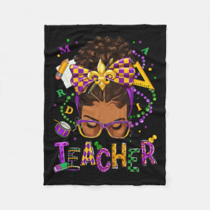 African American Messy Bun Mardi Gras New Orleans  Fleece Blanket