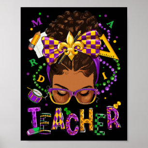 African American Messy Bun Mardi Gras New Orleans Poster