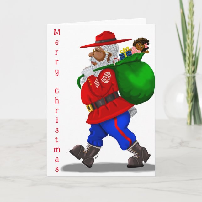 African American Military Santa Greeting Card (Front)