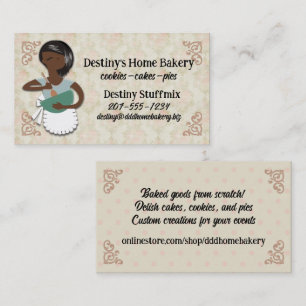 African American mixing bowl woman baking bakery B Business Card