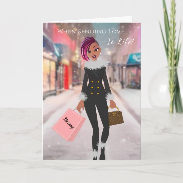 African American Modern Holiday Christmas Card (Front)