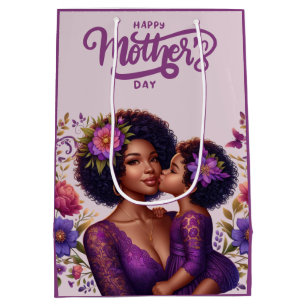 African American Mom & Daughter Happy Mother's Day Medium Gift Bag