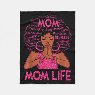 African American Mom Life Black Woman Happy Mother Fleece Blanket