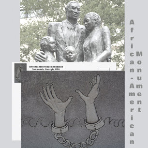 African-American Monument Savannah GA Travel Postcard