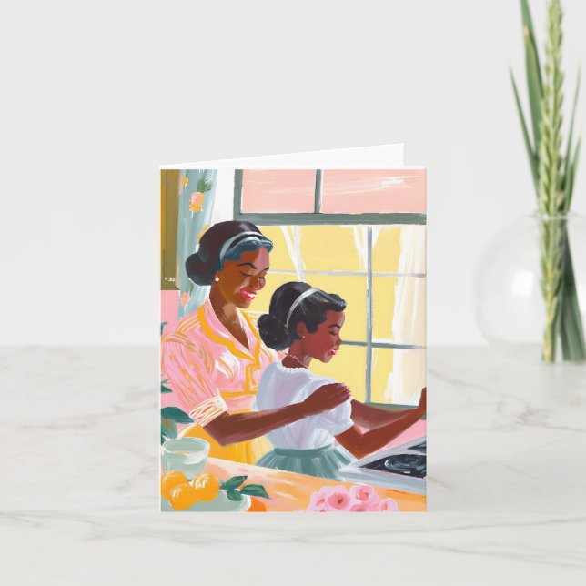 African American Mother and Daughter Together  Thank You Card (Front)