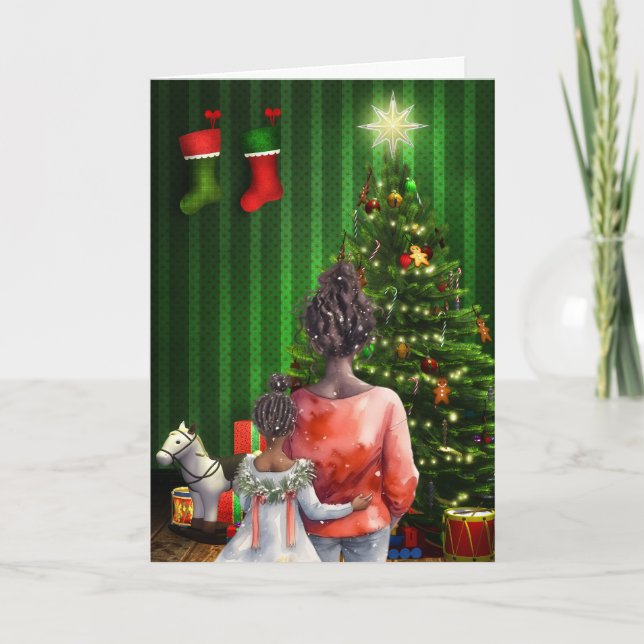African American Mother & Daughter Christmas Card (Front)