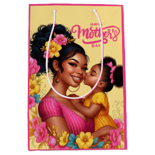 African American Mum & Daughter Happy Mother's Day Medium Gift Bag