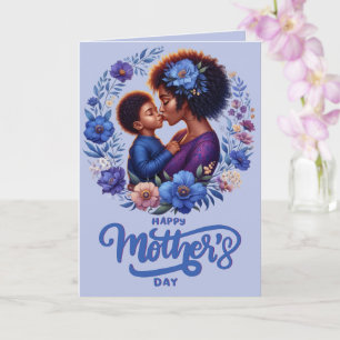 African American Mum & Son Happy Mother's Day Card