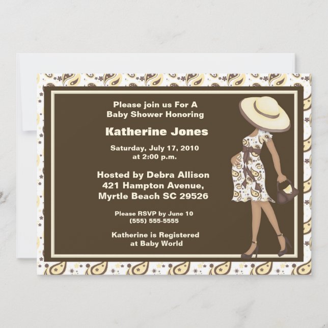 African American Mum to Be Baby Shower Invitation (Front)